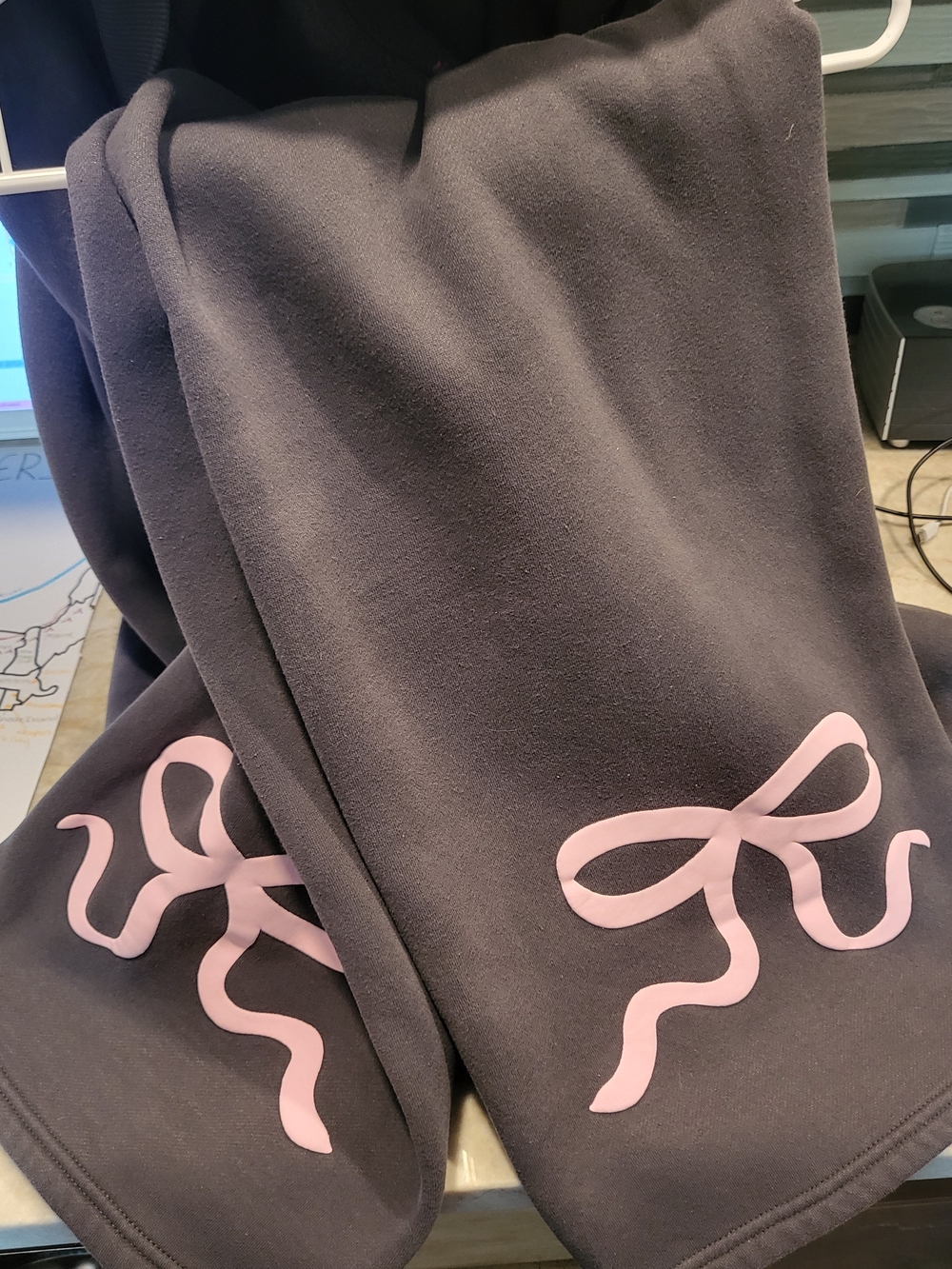 Edikted Grey Sweatset with Pink Bow Accents